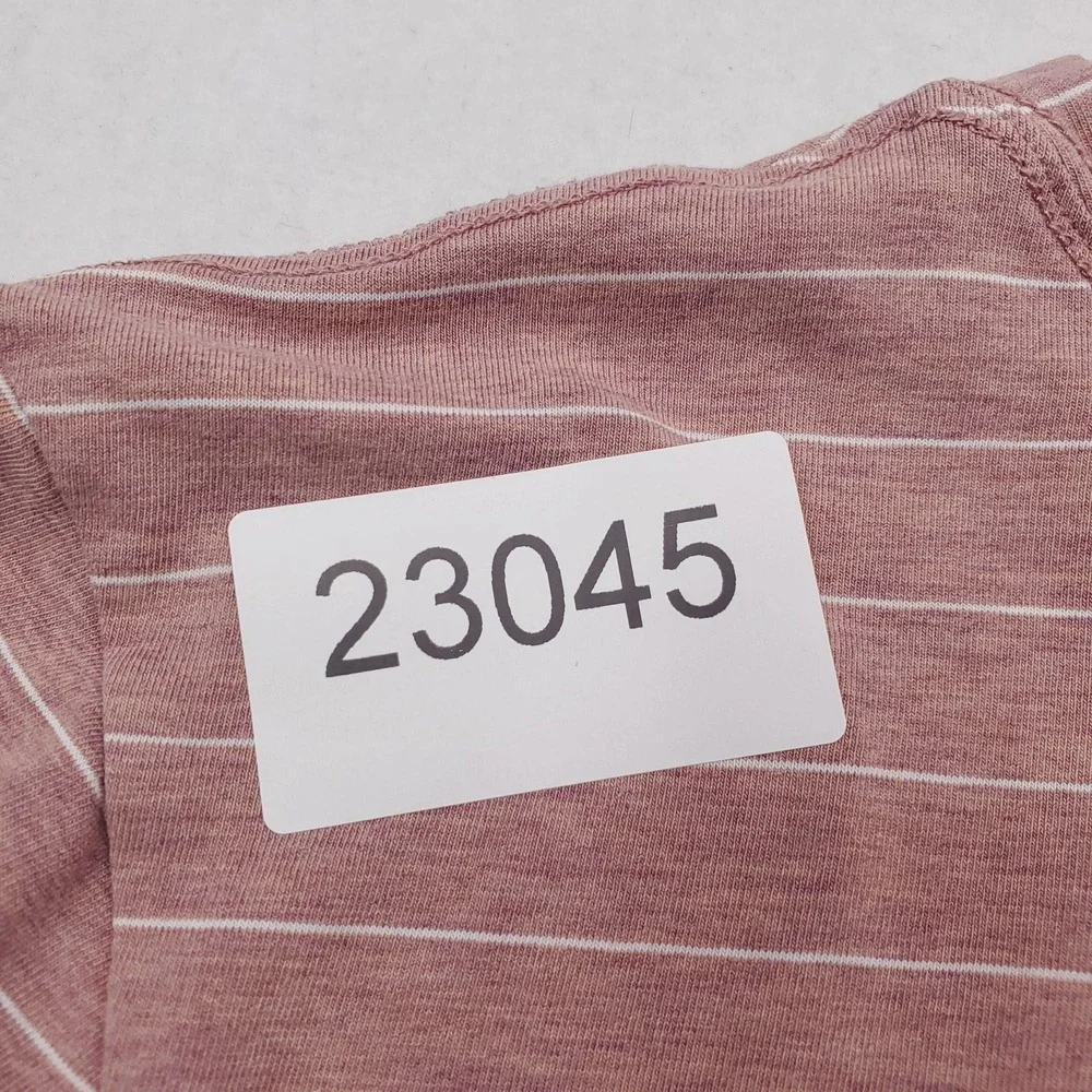 Lululemon Shirt Womens Medium Pink Striped Short Sleeve Crew Neck Tee